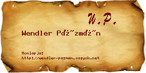 Wendler Pázmán névjegykártya